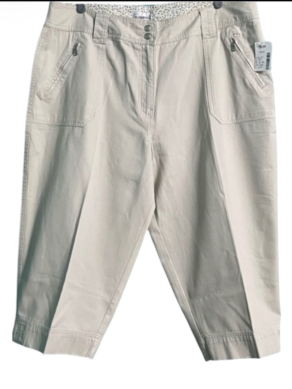 Fashion Bug Crop Pants In Cream. Loose Fit
